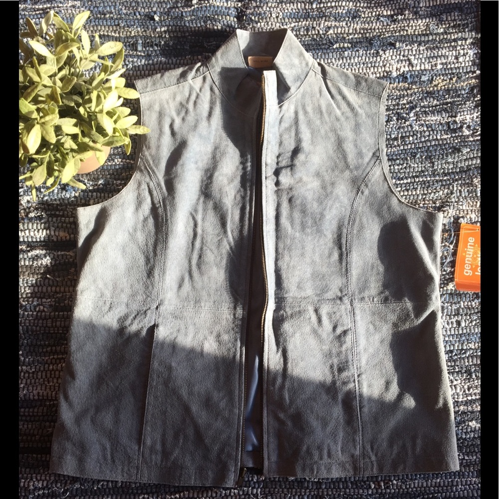 RUFF HEWN Slate Blue Suede Vest